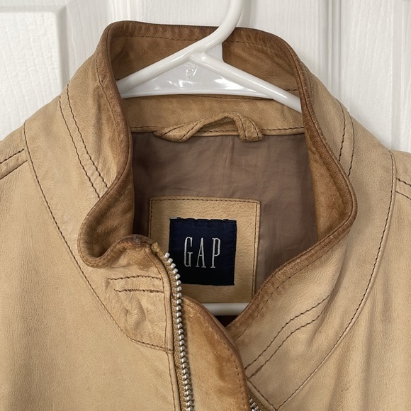 Light brown Gap men’s leather jacket sz Large - Picture 6 of 7